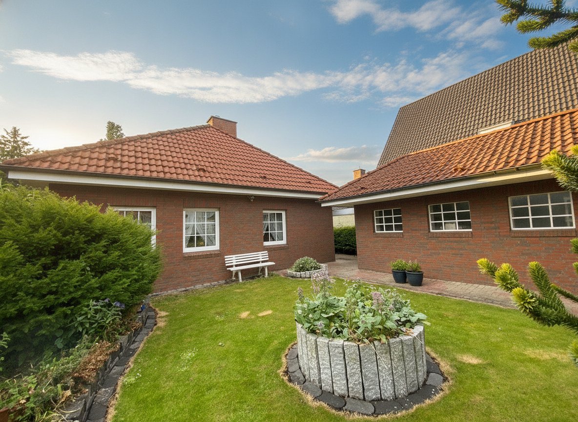  Marne: Walmdachbungalow in Marne – Stilvolles Wohnen mit Gartenblick und Wintergarten! 